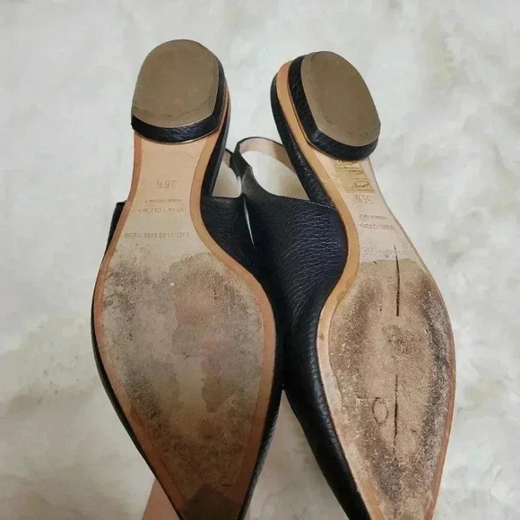 Nicholas Kirkwood Beya Pointed Toe Slingback Pumps Black Leather Flats 3… - Picture 5 of 9